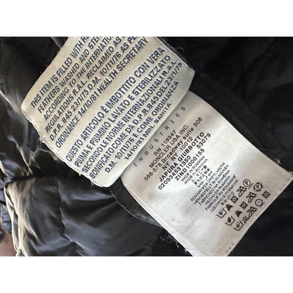 Moncler Down Puffer Jacket Womens XS 0 Black Hooded Zip Pockets Logo Patch - Picture 12 of 13